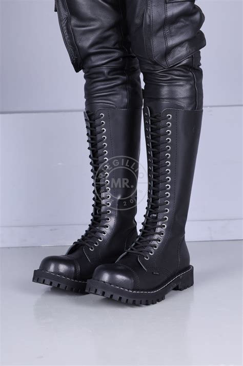 fetisch stiefel|Schwarze Stell Boots Skinhead Stiefel 20 Loch